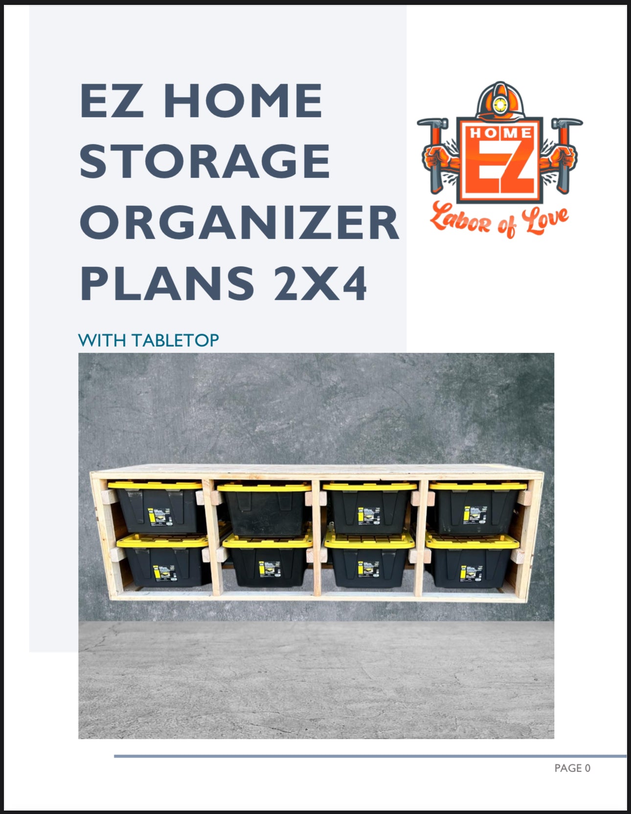 EZ Home Plans for Storage Organizer Tote 2x4