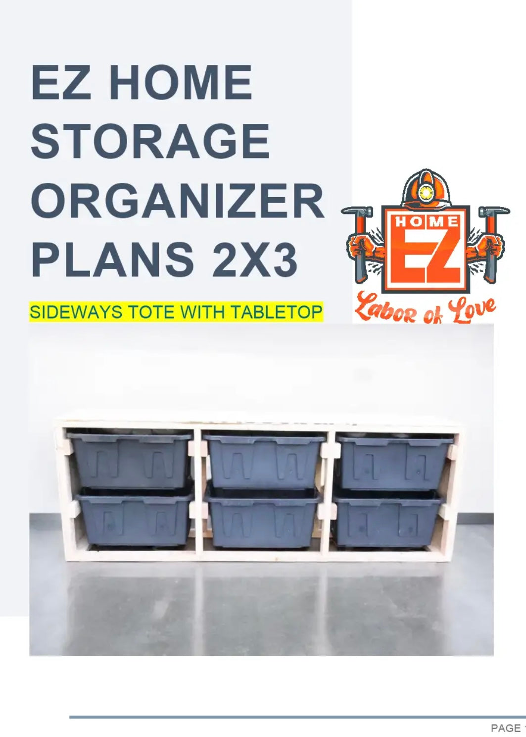 EZ Home Plans for Storage Organizer Tote 2x3 Sideways