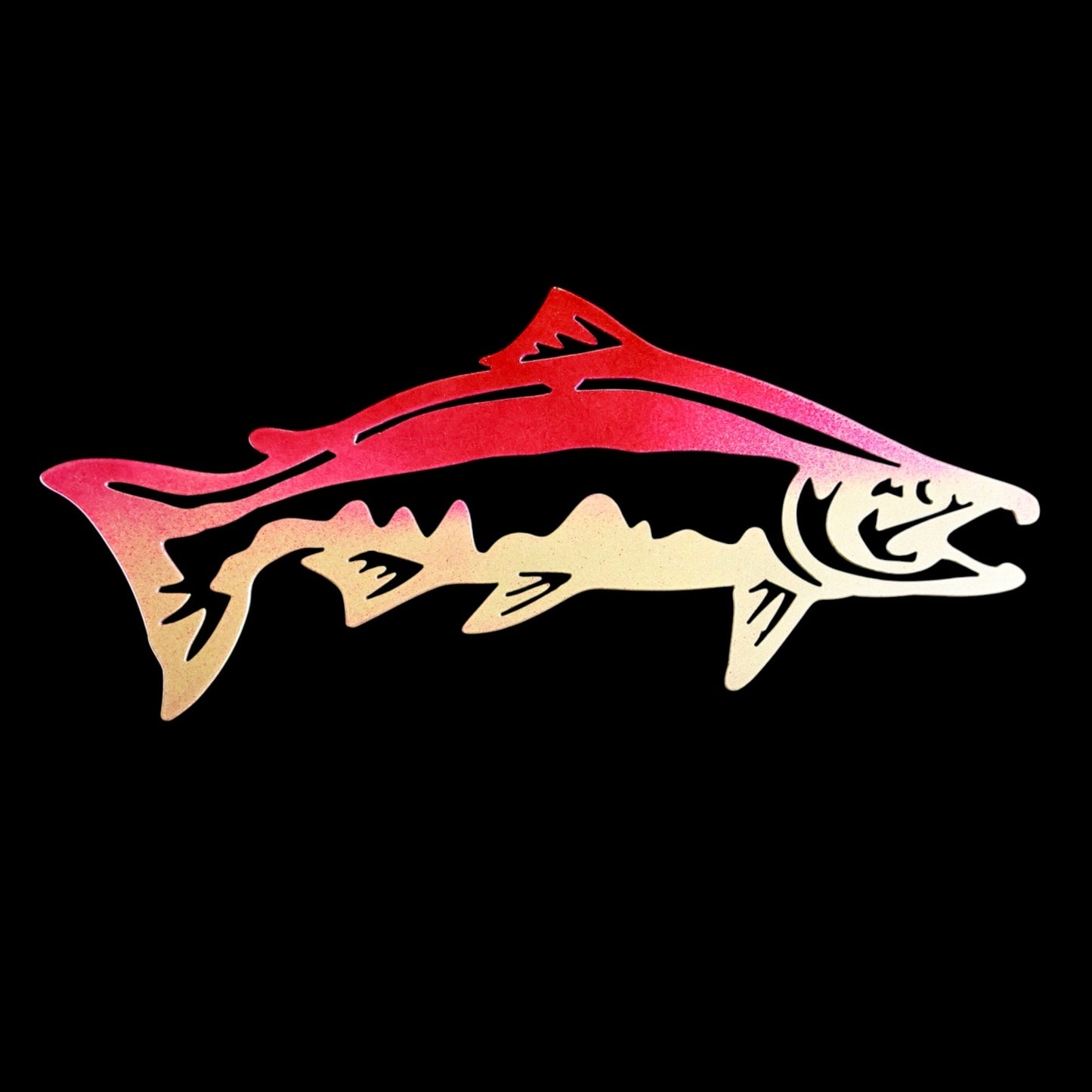 King Salmon Metal Wall Art Plasma Cut – Handmade Fishing Decor for Anglers – Powder-Coated Steel – 13 Vibrant Colors – Rustic Man Cave Gift – Chinook Salmon Sign 16 Gauge – Made in USA