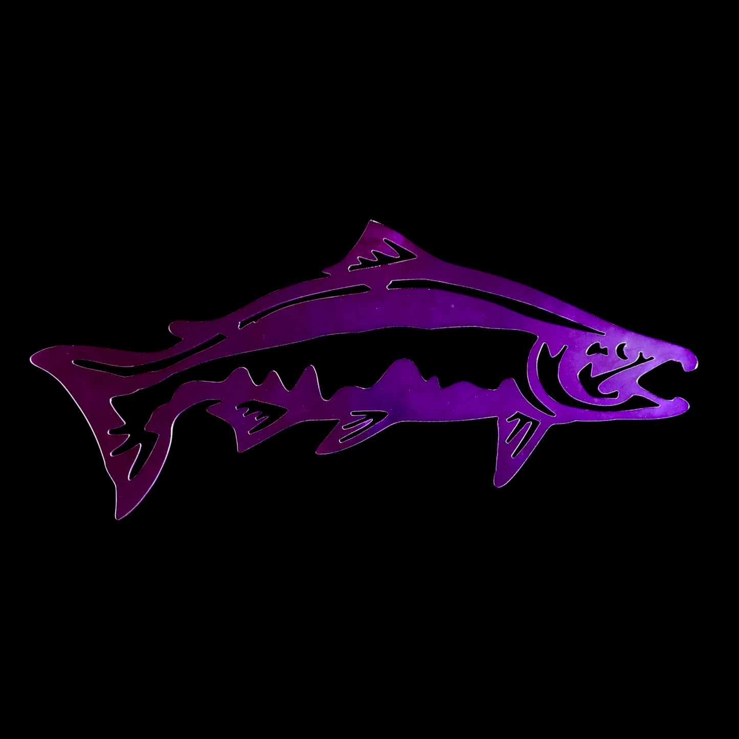 King Salmon Metal Wall Art Plasma Cut – Handmade Fishing Decor for Anglers – Powder-Coated Steel – 13 Vibrant Colors – Rustic Man Cave Gift – Chinook Salmon Sign 16 Gauge – Made in USA