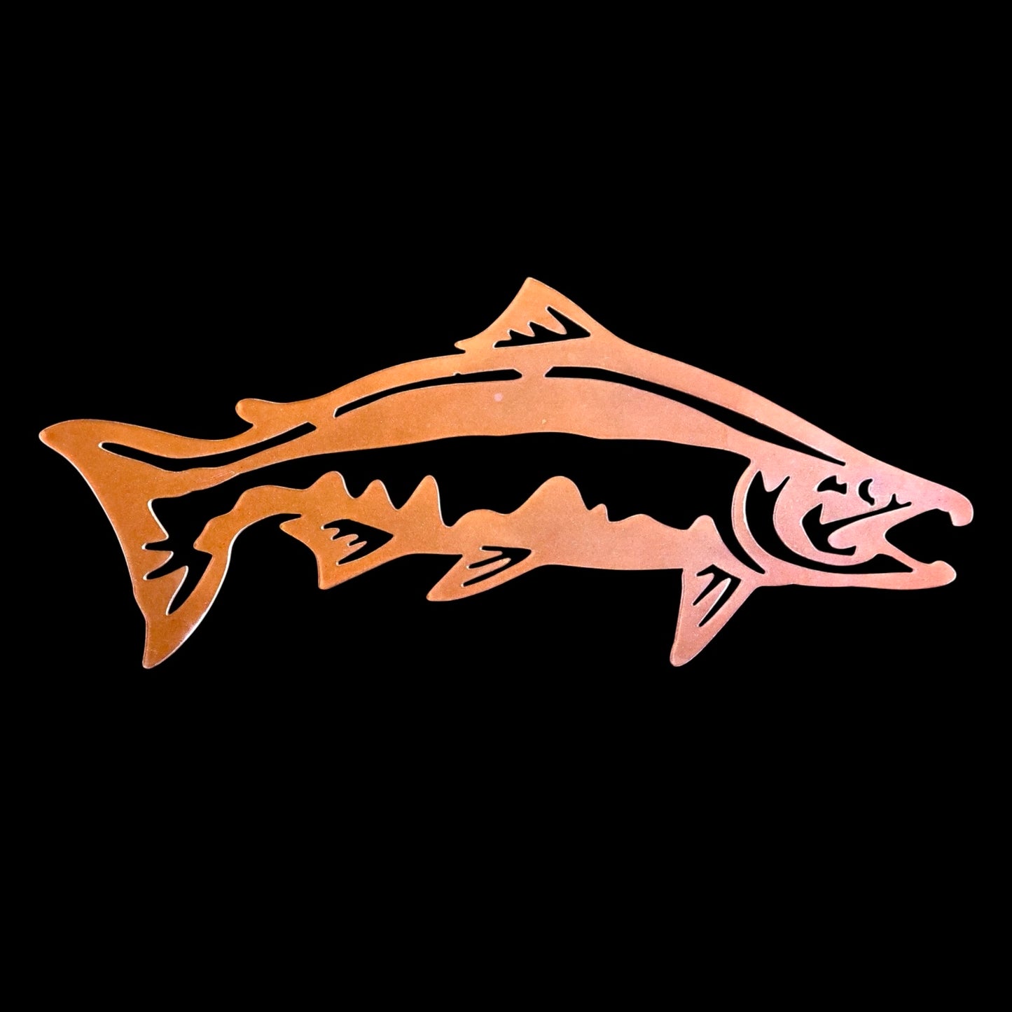 King Salmon Metal Wall Art Plasma Cut – Handmade Fishing Decor for Anglers – Powder-Coated Steel – 13 Vibrant Colors – Rustic Man Cave Gift – Chinook Salmon Sign 16 Gauge – Made in USA