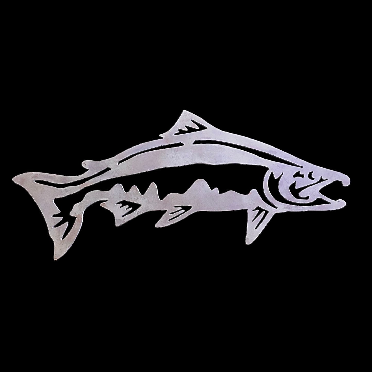 King Salmon Metal Wall Art Plasma Cut – Handmade Fishing Decor for Anglers – Powder-Coated Steel – 13 Vibrant Colors – Rustic Man Cave Gift – Chinook Salmon Sign 16 Gauge – Made in USA